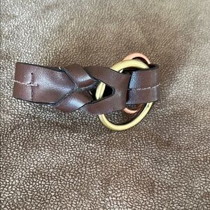 Brown Braided Belt with Gold and Copper Accents